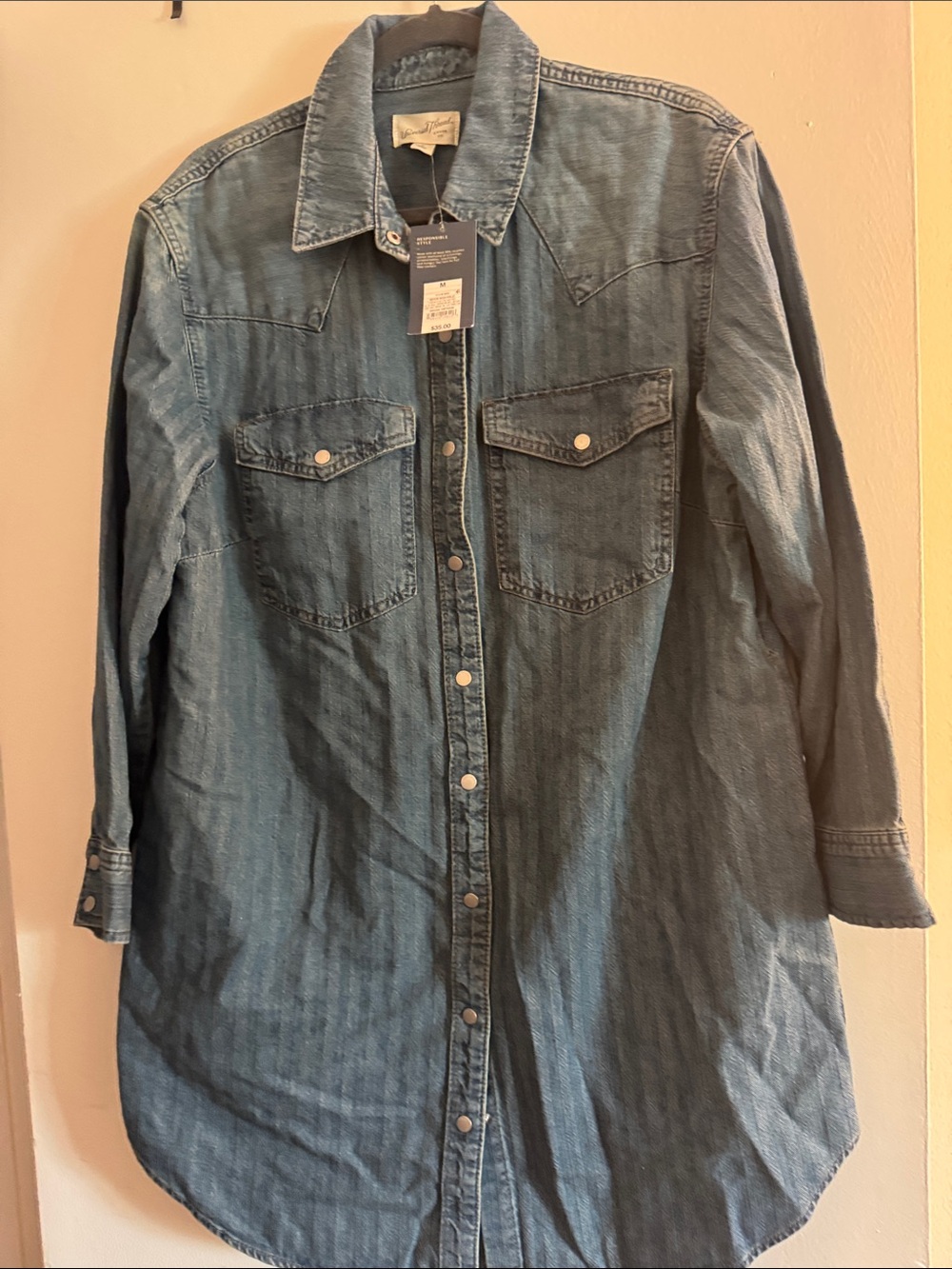 Universal Thread Denim Midi Shirt Dress in Medium Blue